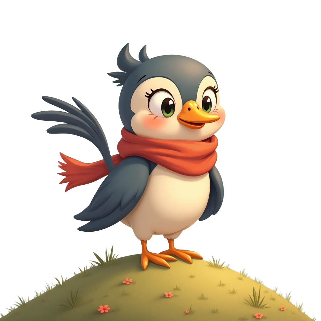 Charming Bird with a Scarf